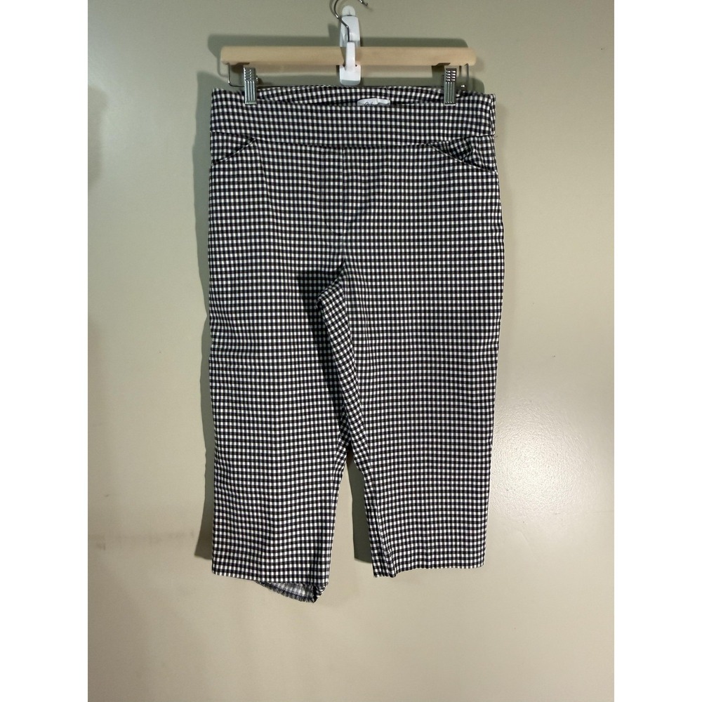 Reitmans Pants Womens 13 Black Cropped‎ Straight Knit Stretch Elastic Waist